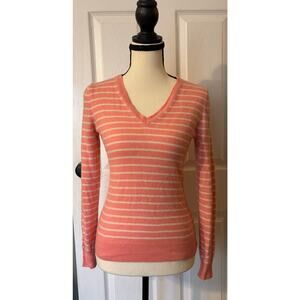 Lord & Taylor Women’s Small 100% Cashmere Sweater Pink & White Stripe